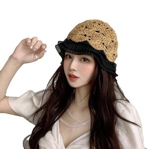 <span class=keywords><strong>Sombrero</strong></span> de paja de encaje para mujer primavera y otoño verano hueco Internet Popular playa 2023 nuevo lavabo de pantalla - Product Image 5