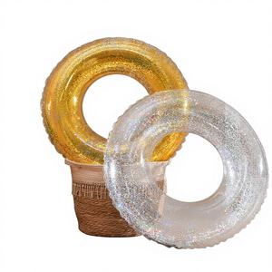 Bouée gonflable transparente à paillettes colorées avec poignées pour enfants, en PVC, directement de l'usine - Product Image 1