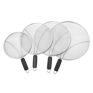 Stainless Steel Frying Pan Oil Mesh Cover Round Anti-Splatter With Tpr Handle Durable For Cooking - Product Image 5