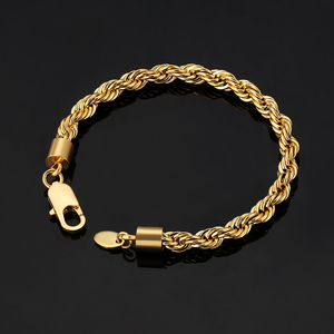 สร้อยข้อมือสแตนเลสสตีลชุบทอง 18k หนา 6 มม. แบบเกลียว ไม่ลอก ไม่ดำ สไตล์อเมริกัน สำหรับผู้ชายและผู้หญิง - Product Image 3