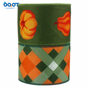 Pita Renda Berenda Hijau Motif Labu dan Kotak-kotak untuk Hiasan Pintu, Pembungkus Kado, dan Dekorasi Musim Gugur - Product Image 2