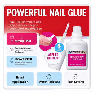 Colle à ongles à appliquer au pinceau, super résistante à l'eau, adhésif pour faux ongles, 5 g, pour les voyages et l'utilisation en salon - Product Image 2