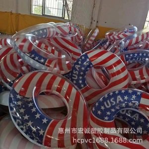 Pvc <b>Inflatable</b> Swim Ring 100Cm Usa Flag Design For Adults Water Fun - Product Image 2