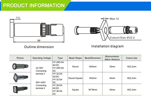 <span class=keywords><strong>Indicador</strong></span> de Posición de Interruptor de Desconexión de Doble Color AC/DC HEYI/ASCT HY-36R de 36 mm, 24-60 V/90-240 V, <span class=keywords><strong>Indicador</strong></span> de Posición de Interruptor de Aislamiento - Product Image 4