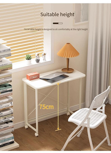 Nhà Máy Trực Tiếp Gấp Ròng Rọc Bảng Căn Hộ Nhỏ Bàn Di Động Tiết Kiệm Không Gian Bàn Học Tập Thép Và Gỗ Bàn Máy Tính - Product Image 2