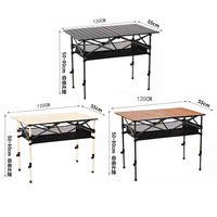 Table de camping pliable à hauteur réglable avec filet de rangement en maille, bureau en aluminium enroulable pour barbecue en extérieur – Vente en gros