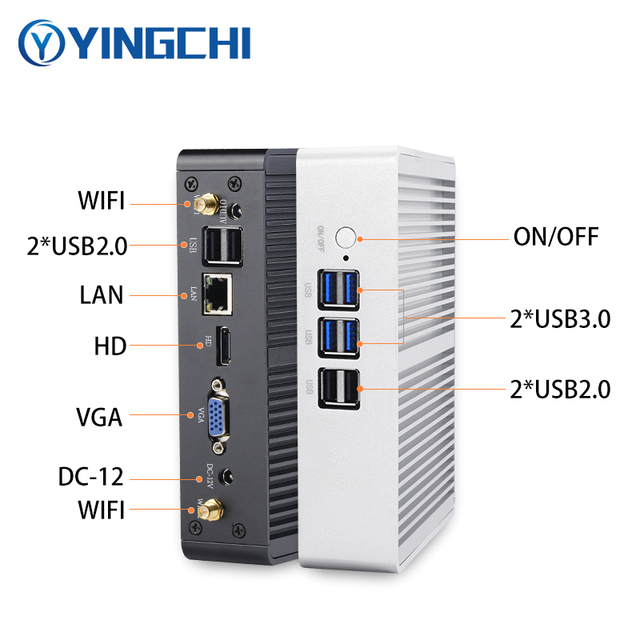 YINGCHI Factory Pricefanless Desktop Computer I3 4005U 5005U I5 4200U 5200U I7 4500U Win10 Home Office Mini PC