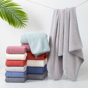 Ensemble de serviettes en microfibre corail Jin Ao motif épi de blé 35x75cm 70x140cm – Douces, absorbantes, sans peluches – Pour le bain, le visage et la maison - Product Image 5