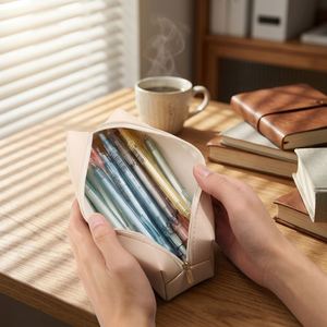 <b>Large</b> Capacity Modern PU Leather Portable Pencil Case <b>Box</b> for Student Use High-End Feel Customizable Dirt-Resistant - Product Image 2