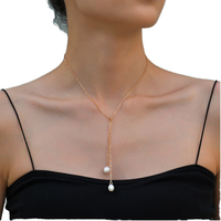 Colliers en acier inoxydable plaqué or 18 carats, imitation perle, bijoux de luxe légers pour femmes, vente en gros
