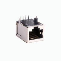Kit de connecteur Ethernet RJ45 femelle modulaire 8P8C avec boîtier blindé, placage or, entrée latérale, montage sur circuit imprimé, filtre - PBT NOIR
