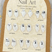 100 pièces/sac Breloques d'ongles fantômes d'Halloween 3D en résine blanche lumineuse à dos plat pour décorations d'ongles DIY et fournitures de salon de manucure