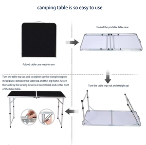 Tavolo da <span class=keywords><strong>Campeggio</strong></span> e Picnic Pieghevole in Alluminio Leggero Portatile 1,2m 4ft Arredamento da Esterno Uso Generale Design Moderno 2 Posti - Product Image 2