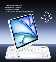 Nouvelle conception sans fil transparente blanche rotative à 360° pour clavier 5.1 avec pavé tactile, emplacement caché pour stylet, rétroéclairage RGB, ultra-mince
