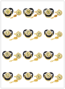 Chupete personalizado para bebé, 26 letras ostentosas, diamantes <span class=keywords><strong>de</strong></span> imitación dorados <span class=keywords><strong>de</strong></span> <span class=keywords><strong>lujo</strong></span>, sublimación, en blanco - Product Image 2