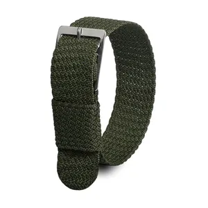 Bracelets de montre tressés vert et noir, 20mm 22mm, bracelets de montre en Perlon tissé, Bracelet de montre