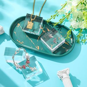 3 X 3 X 1 Acrylic Square Display Block Clear Polished Acrylic Cube Jewelry Ring Showcase Display Stand - Product Image 5
