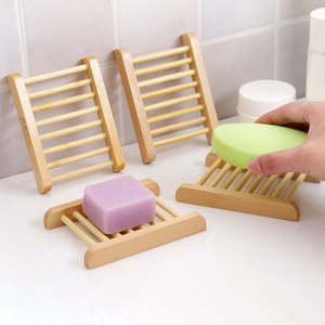 Natural Wooden Bamboo Soap Dish Tray Holder Storage Soap Rack Box Soap Dishes Creative simple rack