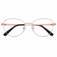 Monture de lunettes œil-de-chat en métal, 4 couleurs disponibles, branches en cristal, lunettes optiques 53-17-135, vente en gros