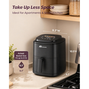 Freidora de Aire Pequeña Anbolife de 2.<span class=keywords><strong>1</strong></span> Qt, Máx. 400 °F ° Olla 4 en <span class=keywords><strong>1</strong></span>, Libre de PFAS, Silenciosa, Control Táctil, Interior Antiadherente, Cesta Apta para Lavavajillas - Product Image 5