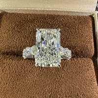 Bague de fiançailles personnalisée en or 10K 14K 18K ou platine PT950 avec diamant de laboratoire taille radiant VVS2 de 1 à 8 carats, double halo pavé, 3, 5 ou 8 carats