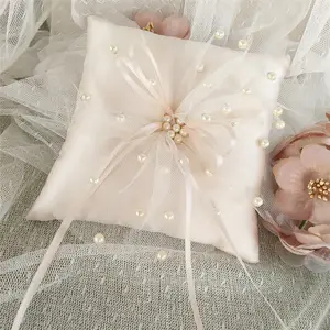 Düğün dantel yüzük yastık Mini çiçek yüzük taşıyıcı yastık gelin ayı töreni yastık parti ev dekorasyon