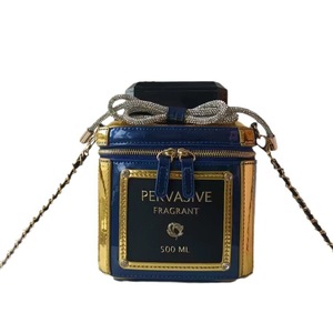 Pochette de soirée élégante en PU, forme de flacon de parfum classique, motif de cadre, luxe, strass - Product Image 1