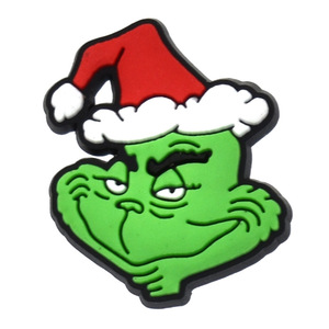 PVC Silicone moda natale giorno cartone animato <span class=keywords><strong>Grinch</strong></span> Design scarpe decorazione ciondoli accessori regalo per bambini scarpe staccabili Charm - Product Image 6