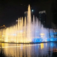 Fontaine musicale circulaire avec formes d'eau dansantes personnalisées, contrôle multimédia, éclairage LED, fontaine extérieure pour aménagement paysager