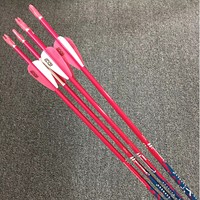 Flèches en carbone rose ID4.2mm Spine700 de 30 pouces pour tir à l'arc, chasse et entraînement avec arc classique et arc à poulies