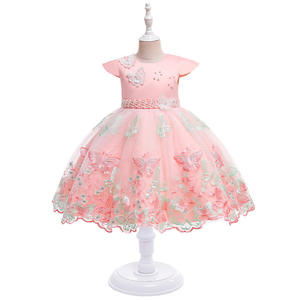Robe de princesse de style occidental en satin pour filles, robe de fête d'<span class=keywords><strong>anniversaire</strong></span>, mélange de coton, maille douce, <span class=keywords><strong>6</strong></span> <span class=keywords><strong>ans</strong></span> - Product Image 1