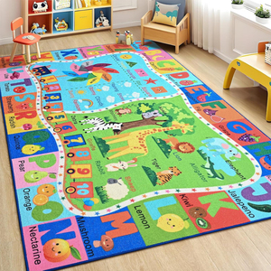 <span class=keywords><strong>Tappeto</strong></span> Educativo ABC con Lettere e Animali per Bambini, Morbido <span class=keywords><strong>Tappeto</strong></span> in Flanella Antiscivolo Lavabile, Decorazione per Interni, Camera da Letto, Sala Giochi, Aula - Product Image 2