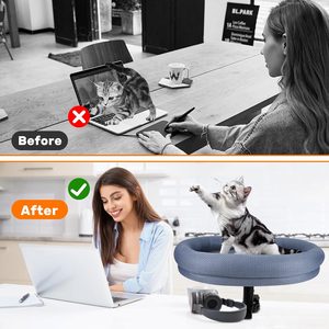Virtulance kedi masası yatak-360 ° dönen, ayarlanabilir, 45 Lbs kapasite, masaüstü dağı (gri) - Product Image 2