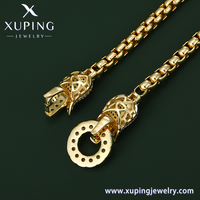 X000941367 Bijoux XUPING en gros Collier de mode avec double roses et anneau, rose tulipe sertie de pierres, chaîne Rolo Box