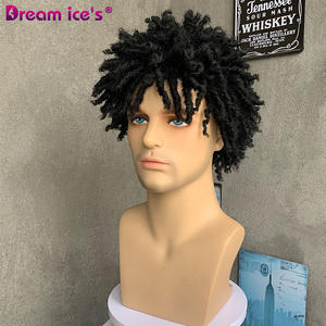 Peluca masculina con rastas a precio al por mayor, uso diario o para fiestas, Peluca de <span class=keywords><strong>pelo</strong></span> sintético para hombres con rastas cortas naturales marrones mixtas negras - Product Image 2