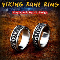 SS8-595R Gros Anneau Bijoux En Acier Soldat Viking Amulette Rune Mots Symbole de Odin Viking Runes Anneau