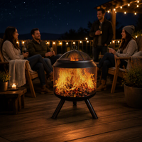 Panier à feu populaire en acier au carbone 2026 pour barbecue, fête, bois de chauffage, noir avec pique-foyer