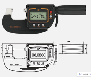0.0001 मिमी डिजिटल माइक्रोमीटर 0-25 मिमी उच्च सटीकता पतली फिल्म मापने के लिए माइक्रोमीटर के बाहर - Product Image 3