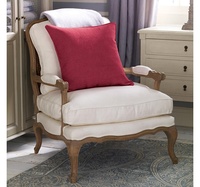 Fauteuil en Bois Ancien de Ferme Française Tendance pour Salon, Meuble d'Appoint avec Repose-pieds