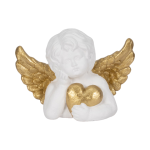 Statua Decorativa da Giardino Cherubino con Cuore per Esterni, Portico e Patio - Product Image 1