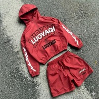 Survêtement personnalisé avec logo, grande taille, à capuche zippé, ensemble de jogging 2 pièces pour homme, vente en gros