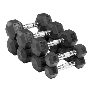 APEXHQ Vente en gros <span class=keywords><strong>d</strong></span>'haltères hexagonaux en caoutchouc noir à bas prix, ensemble <span class=keywords><strong>d</strong></span>'haltères personnalisés - Product Image 1