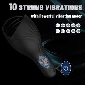 Silikon 10 Dynamische Frequenzen Männlicher Penis vibrator Männlicher <span class=keywords><strong>Stroker</strong></span> Sexspielzeug für Männer Starker, leiser wasserdichter Herren vibrator - Product Image 2