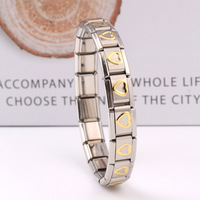 Bracelet à breloques italien en acier inoxydable personnalisé bijoux mode unisexe coeur étoile Bracelet à maillons en métal à breloques italiennes vente en gros