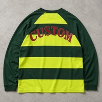 T-shirt à manches longues personnalisé JUSHENG pour homme, impression sérigraphique, épaules tombantes, coton lourd, tee-shirt streetwear DTG