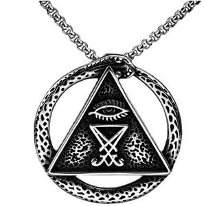 Collar con Colgante de Ojo del Diablo Vintage, Amuleto de Ouroboros para Hombre y Mujer, Joyería de Acero Inoxidable con Diseño de Satán y Lucifer - Product Image 3