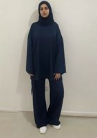 Burkinis modestes 3 pièces pour femmes musulmanes, avec hijab intégré, pantalon large et manches à boutons – Maillot de bain islamique