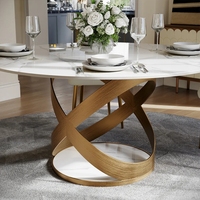 Tables à manger de haute qualité en pierre frittée, table ronde en marbre de luxe pour la salle à manger de la villa, meubles