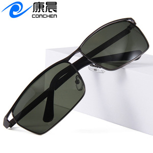 Lunettes de soleil carrées classiques pour hommes, monture noire, verres TAC, protection UV400, pour la conduite, les voyages, la pêche, les tenues de mode - Product Image 3
