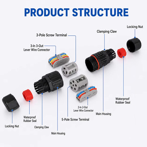<span class=keywords><strong>Connecteur</strong></span> d'alimentation circulaire étanche IP68 32A 450V 2 3 <span class=keywords><strong>5</strong></span> <span class=keywords><strong>broches</strong></span> mâle <span class=keywords><strong>femelle</strong></span> à visser ou à sertir pour éclairage solaire extérieur LED - Product Image 4